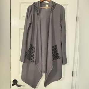 Soul Flower Womens Open Cardigan Hooded Sweater Eco Friendly Sustainable S/M